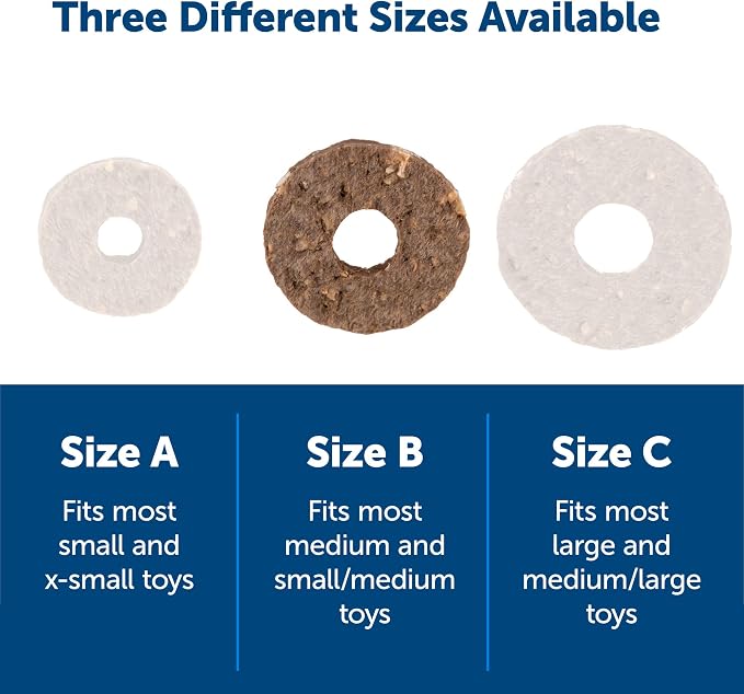 PetSafe Rawhide Treat Ring Refills, Variety Pack, Size B, Original Rawhide and Peanut Butter Flavor, Replacement Treats Busy Buddy Treat Ring Holding Toys