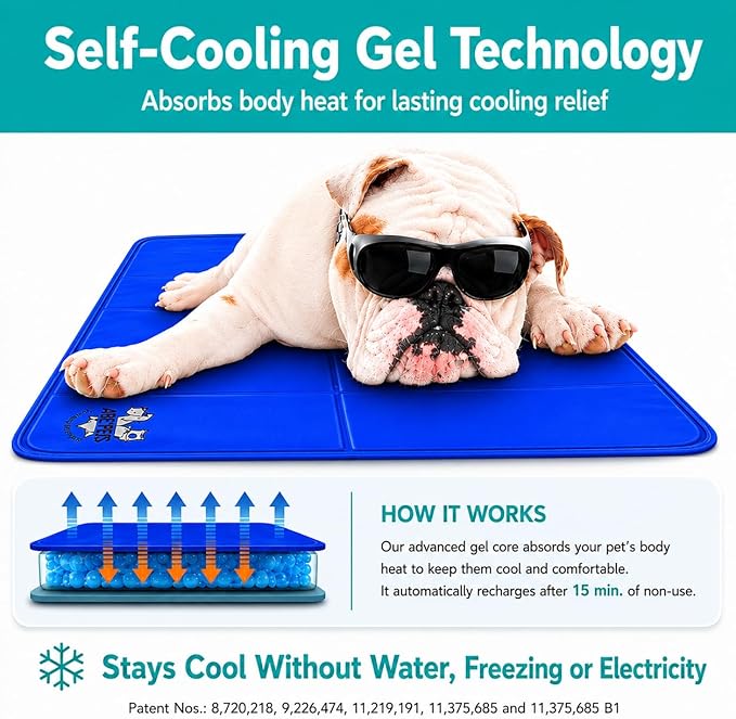Arf Pets Cooling Mat for Dogs - Gel Self-Cooling Pad for Beds, Kennels & Crates | Durable, Non-Toxic, Pressure-Activated Relief | No Water, Electricity, Batteries or Refrigeration Needed, 20" x 30"
