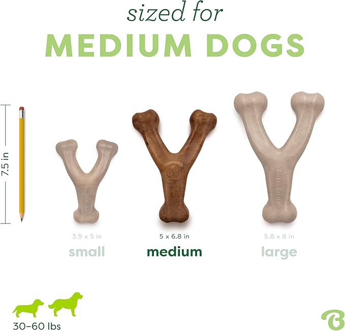 Benebone 3-Pack Wishbone Durable Dog Chew Toy for Aggressive Chewers, Variety Pack-Bacon, Chicken, Peanut Made in USA, Medium
