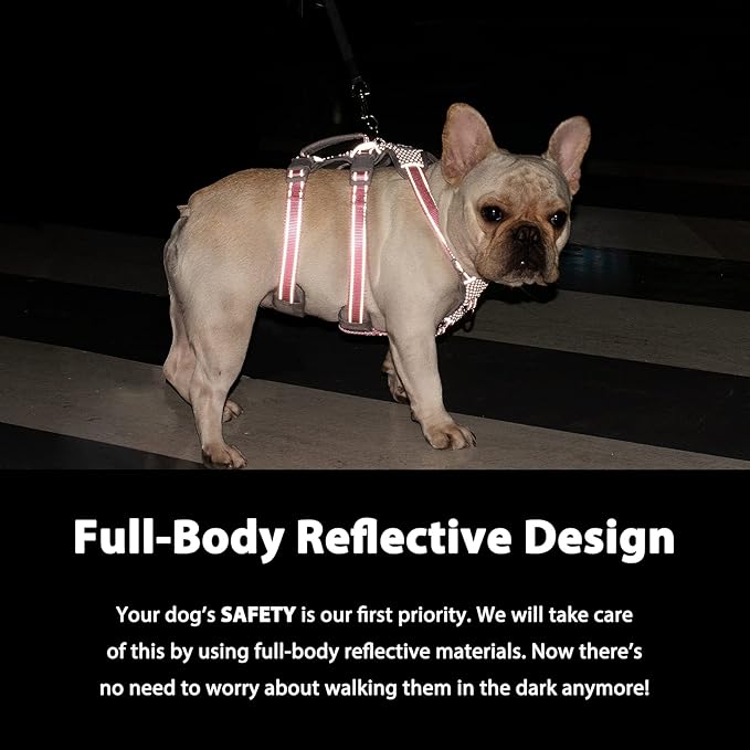 Huntboo No Escape Dog Harness, Escape Proof Harness, Fully Reflective Harness with Padded Handle, Breathable,Durable, Adjustable Vest for Medium Dogs Walking, Training, and Running Gear (Orange,M)