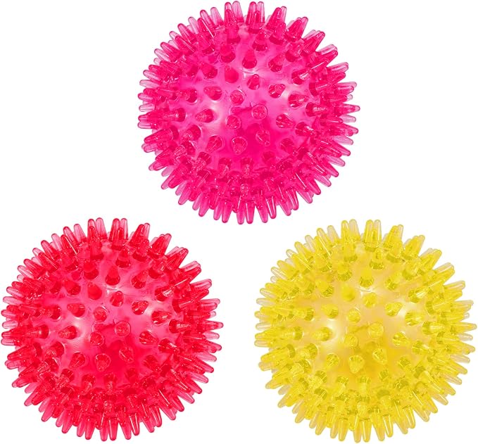 petizer 3-Pack 3.5” Squeaky Dog Toy Balls, Floating Dogs Pool Balls, Dog Spiky Balls, Interactive Fetch Toys for Puppy, Dog Chew Toys - Safe, BPA Free