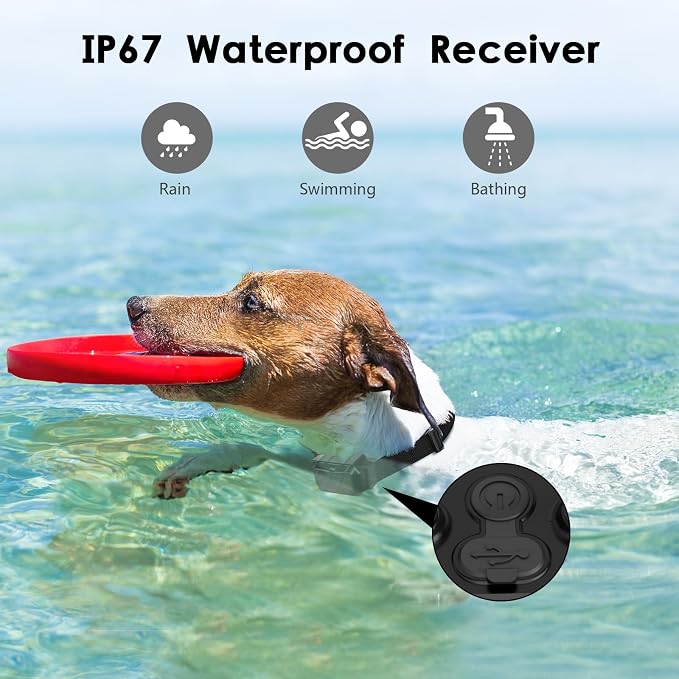 Shock Collar for Dogs, IP67 Waterproof Dog Training Collar with Remote, 3 Training Modes with Beep, Vibration, and Safe Static, Rechargeable for Large Medium