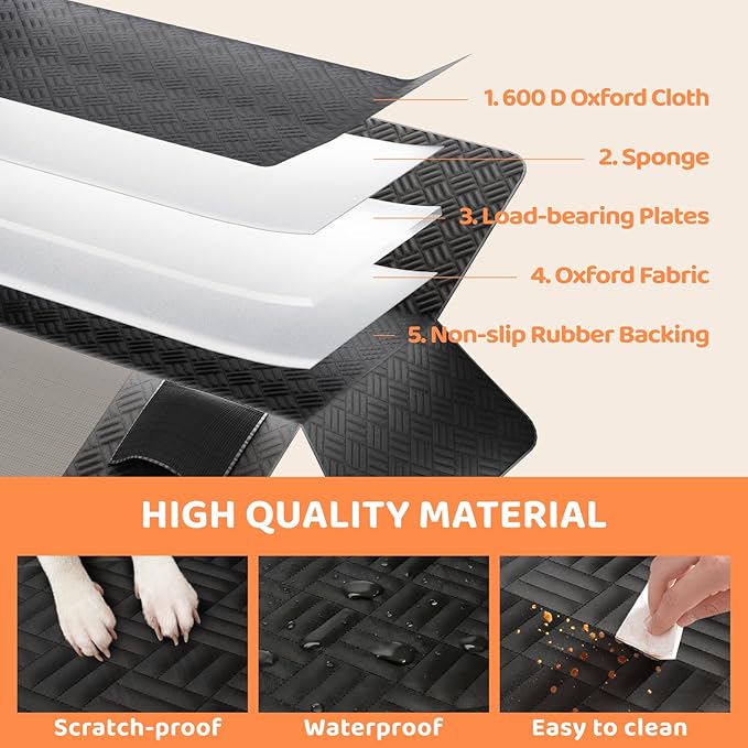 PROZAR Dog Car Seat Cover for Back Seat, Hard Bottom Back Seat Extender, Back Seat Pet Cover for Dogs - Supports 400lbs, Waterproof Heavy Duty Scratch Dog Hammock for Compact Cars/SUVs, 51in