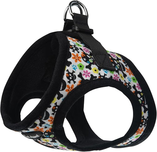 Bark Appeal Skull Multi Step-in Dog Harness for Extra Small Sized Pets – Updated Sizing, Re-Measuring is Essential – Soft Vest Harness – Anti-Choke with Adjustable Strap & Heavy Duty Clip – XXS
