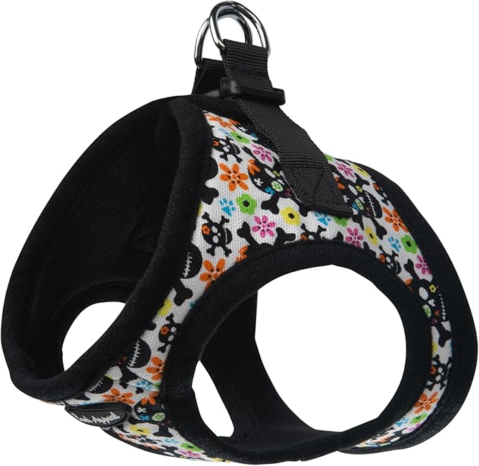 Bark Appeal Skull Multi Step-in Dog Harness for Extra Small Sized Pets – Updated Sizing, Re-Measuring is Essential – Soft Vest Harness – Anti-Choke with Adjustable Strap & Heavy Duty Clip – XS