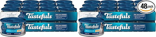 Blue Buffalo Tastefuls Natural Pate Wet Cat Food,Chicken Entrée 3-oz cans,(Pack of 48)