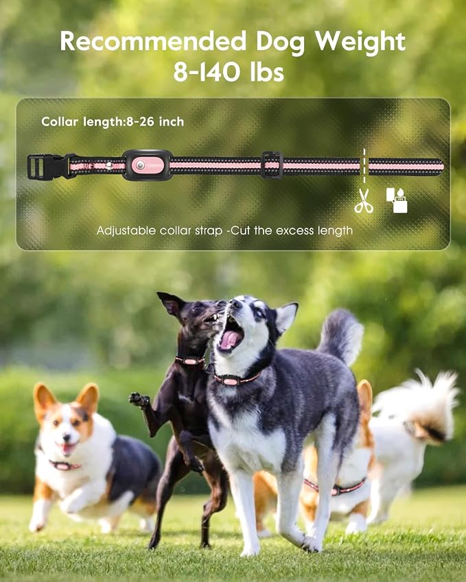 SLOPEHILL Dog Shock Collar - 4200FT Dog Training Collar with Remote,IPX8 Waterproof E-Collar with Beep,Vibration,Shock,Flash Light,No Shock Mode,Shock Collar for Small Medium Large Dog 8-140lbs,Pink