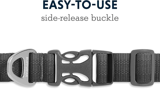 Ruffwear, Front Range Dog Collar, Adjustable Tubelok Webbing, Lightweight, Side Release Buckle, Aluminum V-Ring, Durable for Everyday Use, Twilight Grey, 14"-20"