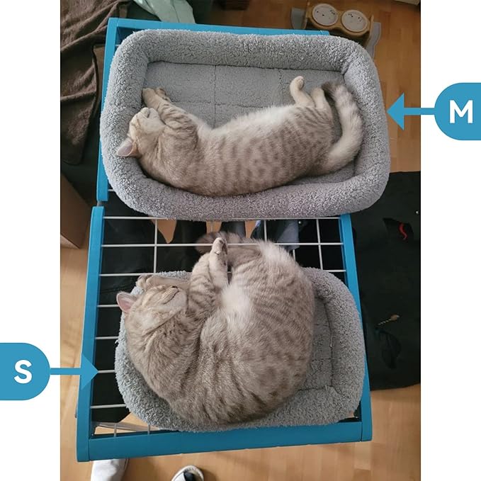 Small Cat Bed Mat, 22" x 16" Plush Cushion with Surrounding Pillow for Small to Meidum Dogs Cats Sleeping, Indoor Pet Beds Furniture Carrier Crate Anti Skid Pad, Washable, Medium