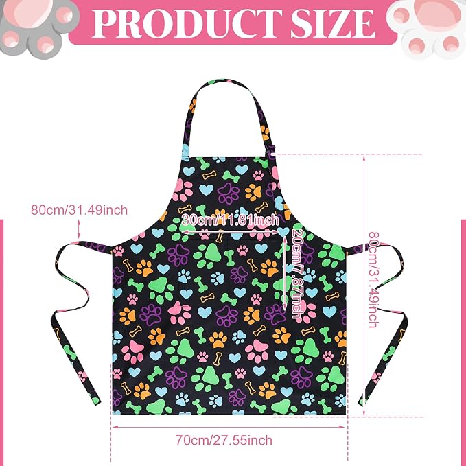 Dog Grooming Waterproof Apron with 2 Pockets, Cute Animals Puppy Dog Pets Apron