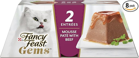 Fancy Feast Gems Pate Cat Food Mousse with Beef and a Halo of Savory Gravy Cat Food - (Pack of 8) 4 oz. Boxes