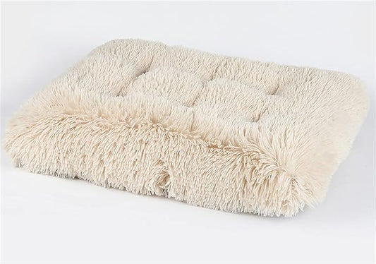 Plush Calming Pet Cuddler for Dogs and Cats - Fluffy Faux Fur Dog Bed with Anti Slip Bottom - Machine Washable - 2XL Apricot