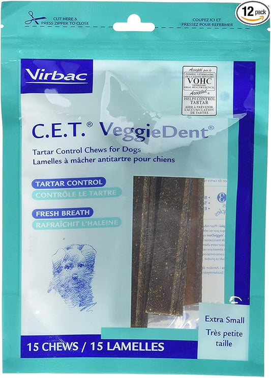 C.E.T. VeggieDent Dental Chews, Extra Small, 15 count