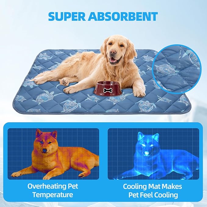 Homimp Dog Cooling Mat,27.5" x 38.5" Thicken Self-Cooling Mat for Dog Large,Internal Waterproof& Endothermic,Washable Pet Ice Cool Pad Blanket,Pet Sleeping Pad for Indoor Outdoor in Summer, Non-Toxic