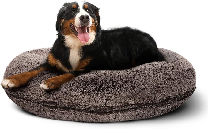 Bessie + Barnie Bagel Bed for Dogs and Cats – Round Pet Bed with 360-Degree Zipper, Waterproof Liner, Machine Washable Cover, Eco-Friendly Polyfill – Plush Donut Puppy Bed for Dogs