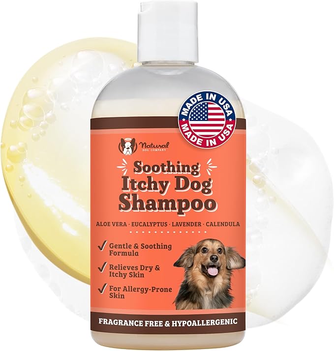 Natural Dog Company Itchy Dog Shampoo for Dogs – Hypoallergenic Dog Shampoo for Itchy Skin Relief, Aloe Vera, Jojoba, Sea Kelp, Lavender & Eucalyptus, Sulfate & Paraben Free, 12 oz
