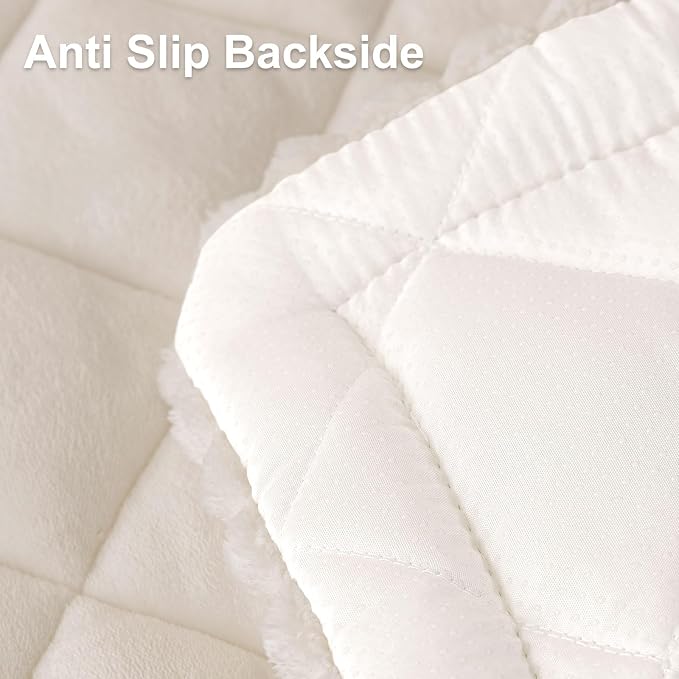 Smiry Couch Cover for Dogs, Non Slip Washable Pet Sofa Protector for Large Dogs, Cats, Fuzzy Plush Sofa Covers for 3 Cushion Couch, Against Fur, Dirt & Scratch Resistant, White, 27.6"×82.7"