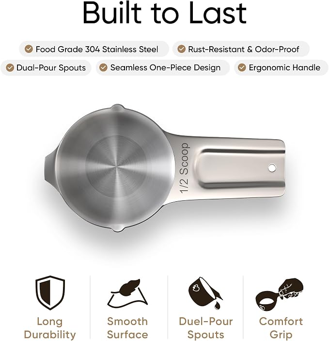 Color Up ½ Cup Pet Food Scoop – Stainless Steel Dog Food Scoop Cup (8 Tbsp) – Rust-Resistant, Heavy-Duty Measuring Scoop for Dogs, Cats, Birds & Rabbits – Perfect for Dry Food & Treats