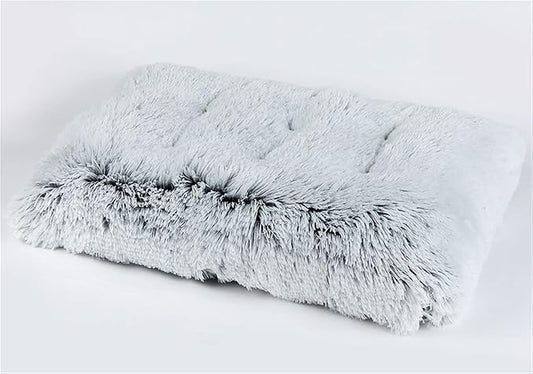 Long Plush Calming Pet Bed Cuddler Pet Bed for Dogs and Cats Fluffy Faux Fur Dog Bed with Anti Slip Bottom Machine Washable Pet Sleep Bed Crate Mat Gradient Grey XL
