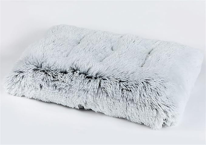 Long Plush Calming Pet Bed Cuddler Pet Bed for Dogs and Cats Fluffy Faux Fur Dog Bed with Anti Slip Bottom Machine Washable Pet Sleep Bed Crate Mat Gradient Grey 2XL