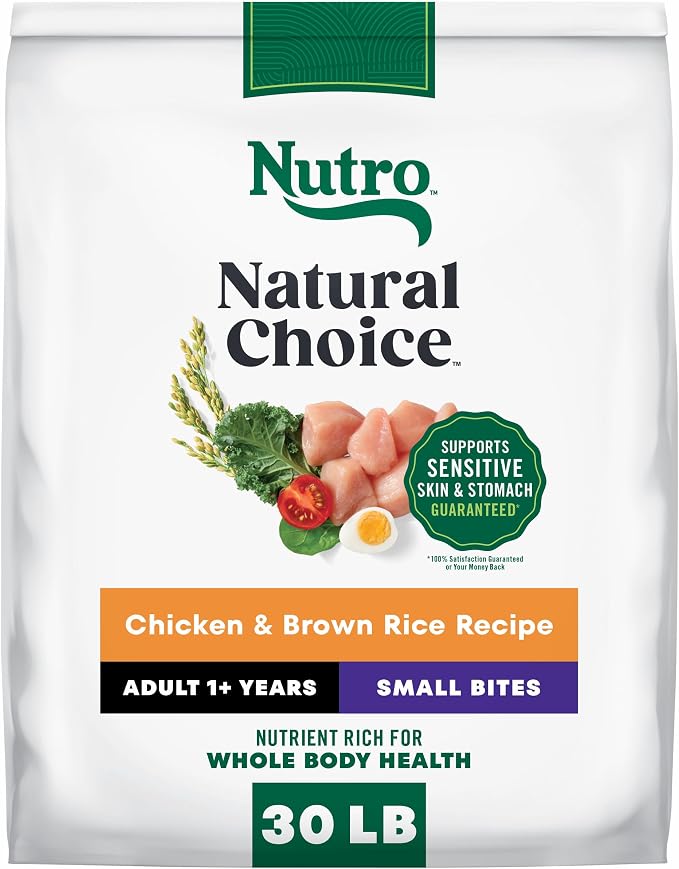 Nutro Natural Choice Small Bites Dry Dog Food, Adult Dog Food Dry Chicken and Brown Rice Recipe, 30 lbs.