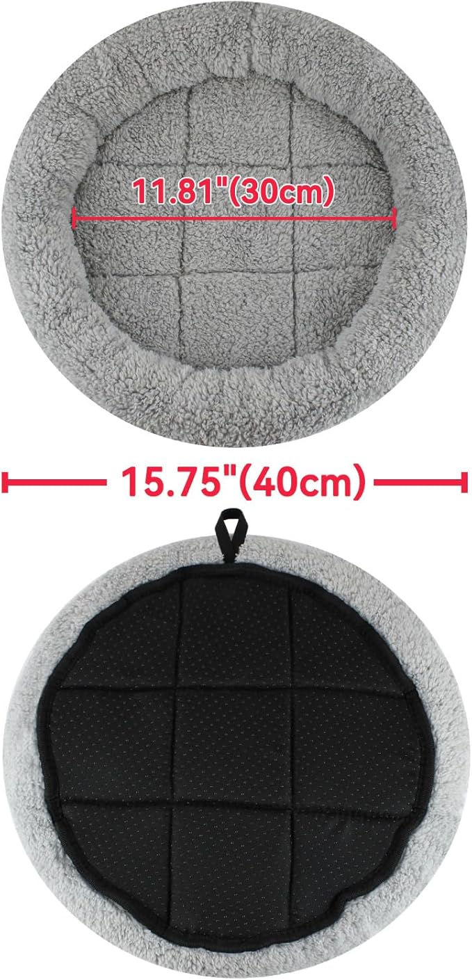 Cat Bed Mat for Indoor Cats, 15.75" Round Pad with Pillow Around, Self Warm Pet Bed for Cats Dogs Rabbit Curling Sleep/Nap, Antiskid Bottom, Washable, Medium