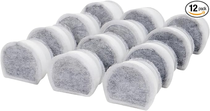 PetSafe Drinkwell Replacement Carbon Filters - Compatible with Drinkwell 1/2 Gallon, 1 Gallon, 2 Gallon, Avalon, Pagoda, Sedona and Seascape Fountains, 12-Pack