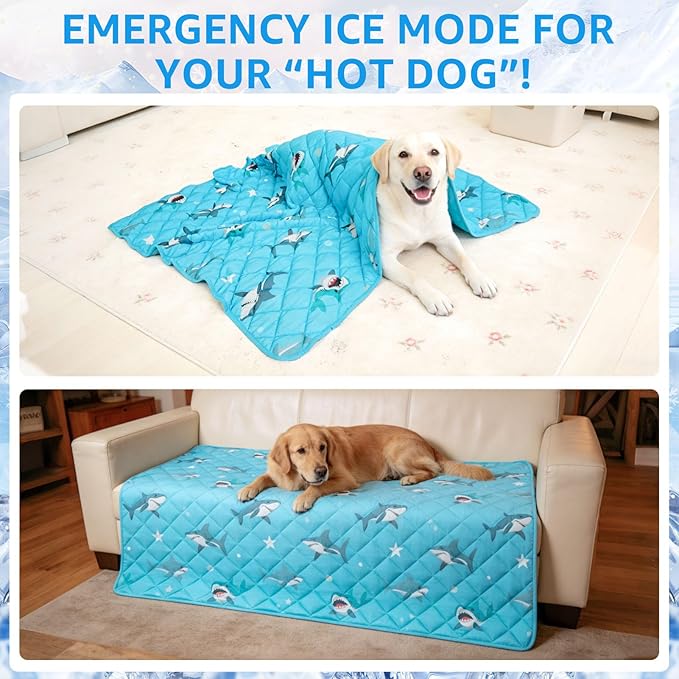 SCENEREAL Dog Cooling Mat for Small Meduim Breeds Dogs, 28"x40" Reversible Self- Cooling Mat for Summer Heat, Ice Cool Soft Pet Throw Blanket Use in Couch, Car, Seat, Bed- Machine Washable