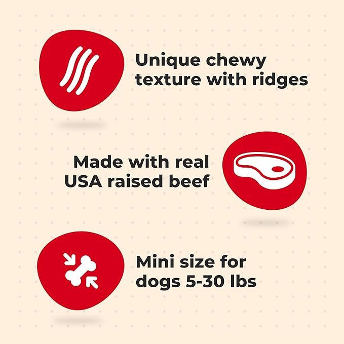 Milk-Bone Comfort Chews, Mini Dog Chews with Unique Chewy Texture and Real Beef, 7.4 Oz. Bag (Case of 5) (6 Chews Each)