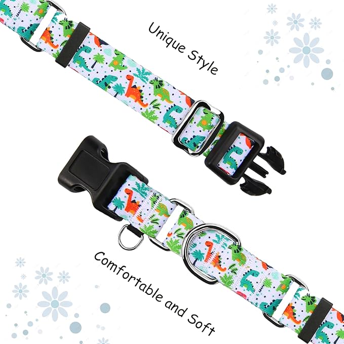 Martingale Dog Collars with Buckle No Pull Training Dog Collar for Medium Dogs (Green Dinosaur, Medium)