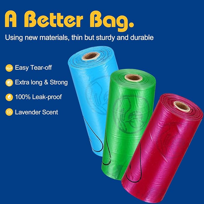Letalong Dog Poop Bag With Holder, 150 Counts Scented Doggie Waste Bags With 1 Dispenser, Pet Poop Bags Rolls For Doggy