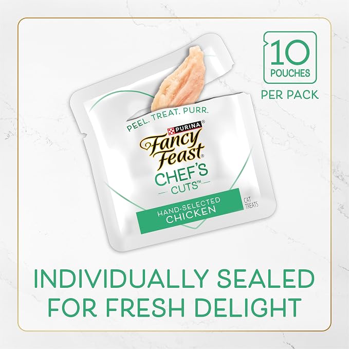 Purina Fancy Feast Natural Cat Treats, Purely Natural Hand-Selected Chicken - (Pack of 5) 10 ct. Pouches