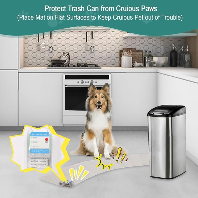 SEERWAY roof Pet Shock Mat with 3 Modes - Dog & Cat Deterrent for Christmas Tree, Trash Cans, Houseplants & Indoor Areas, Adjustable Electronic Training Pad
