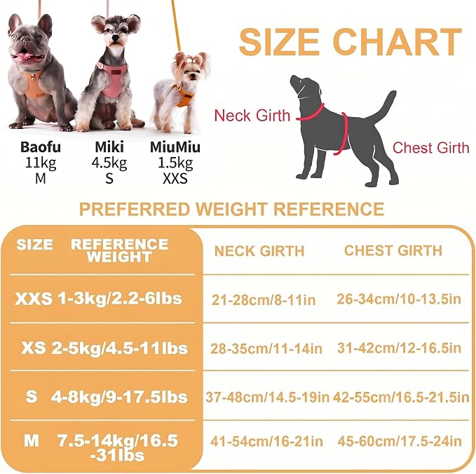 Puppytie No Pull XXS Puppy Harness with Multifunction Dog Leash,Soft Adjustable No Choke Escape Proof Pet Harness Vest,Yellow,XXS