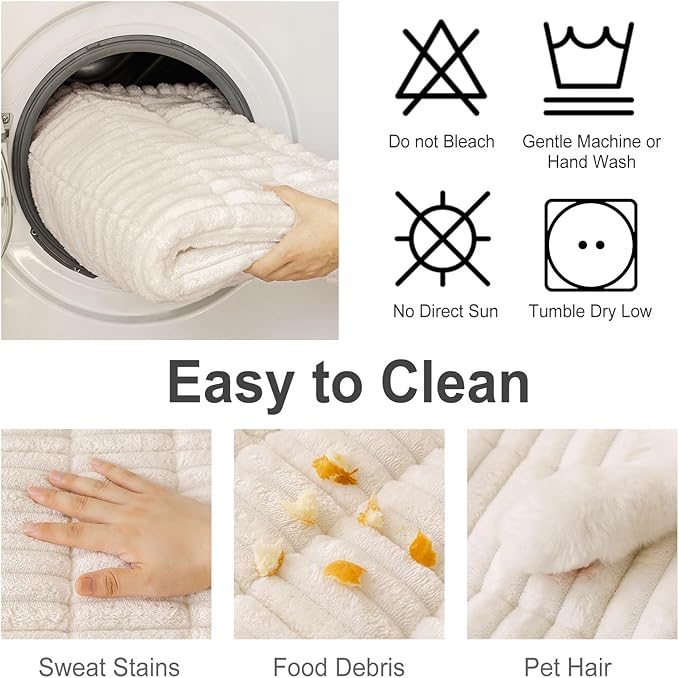hyha Couch Cover for Dogs Washable, Non Slip Thick Flannel Sofa Protector, Pet Friendly Plush Furniture Cover for Sectional Sofa & Loveseat (White, 35.4" x 70.9")