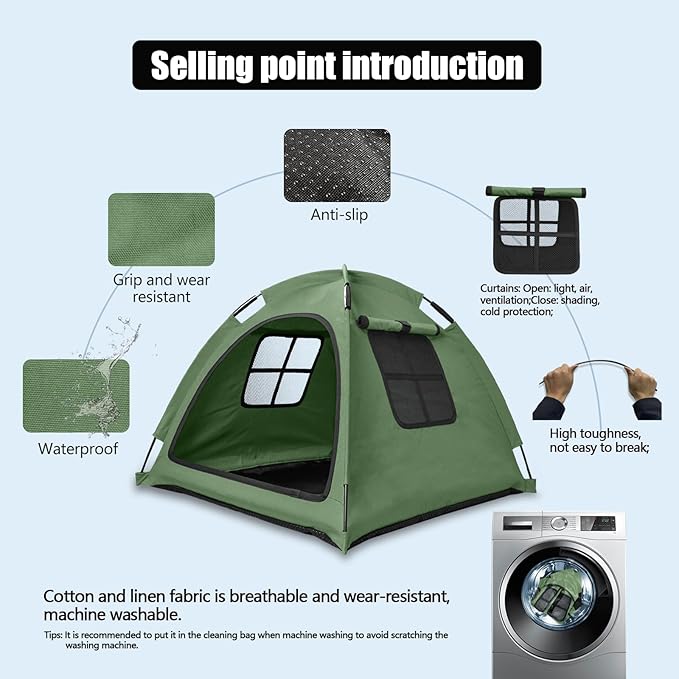 Anti-Anxiety Open Pet Tent for Cats & Dogs, Calming Hideaway | Soothing den, ventilated mesh, ripstop oxford, tip-proof. No-tools, washable cover. Indoor & outdoor. Up to 35lb. 5 colors
