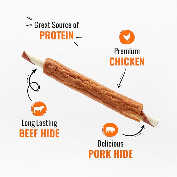 GOOD 'N' FUN Ribs Long-Lasting Dog Treat, with Real Proteins, Beef Hide and Premium Chicken, Supports Dental Health, Mental Stimulation, 24 oz