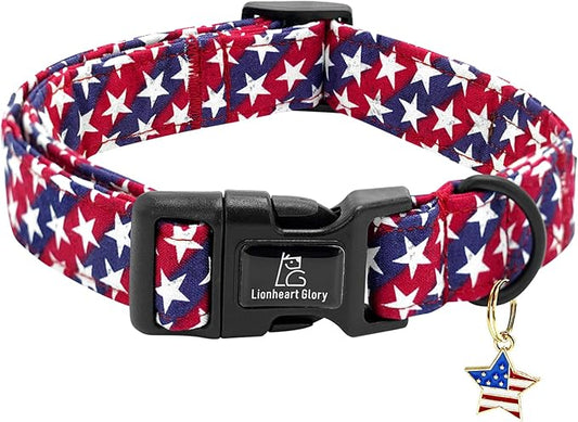 Lionheart glory American Flag Dog Collar, 4 of July Patriotic Independence Dog Collar Heavy Duty Adjustable Collars for Small Dogs Pet Gift Summer Collars