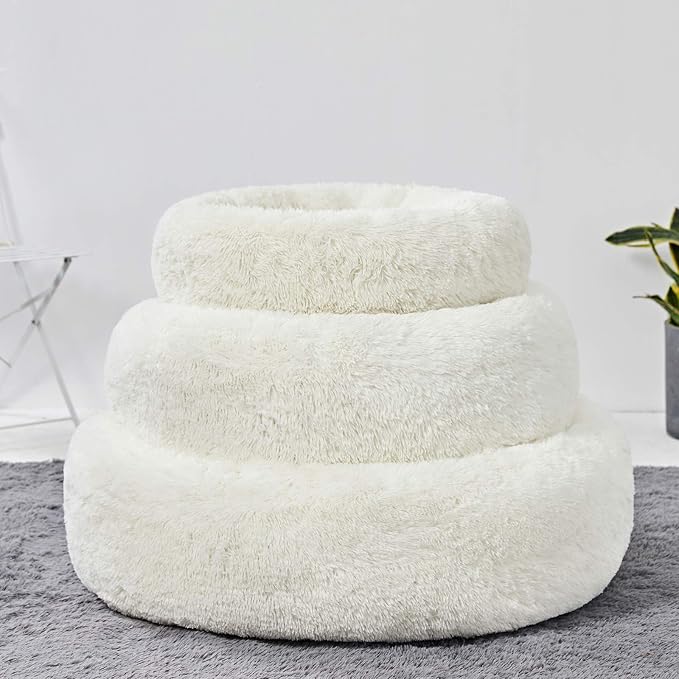 Washable Dog Round Bed - XLarge Donut Dog Bed, Comfy Calming Cuddler