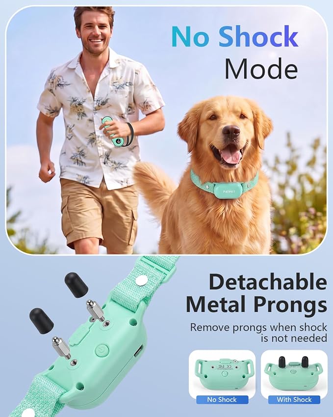 PATPET Shock Collar for Dogs(10-120lbs), 4000ft Rechargeable IPX7 Waterproof Training Collar with Remote for 2 Dogs- Electric Dog Collar for Small Medium Large Dogs 2 Packs