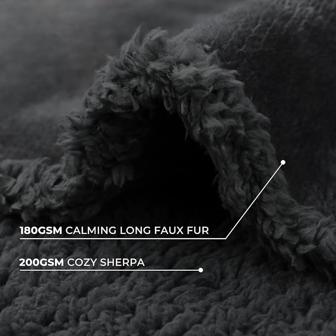 Luciphia Waterproof Bed Blanket Washable,Soft Sherpa Fleece Puppy Reversible Throw Blankets for Medium Large Dog Cat,Furniture Cover Protector Couch Bed from Liquid Pee and Pet Fur, Black,85" x 57"