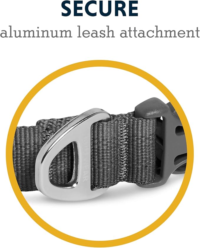 Ruffwear, Front Range Dog Collar, Adjustable Tubelok Webbing, Lightweight, Side Release Buckle, Aluminum V-Ring, Durable for Everyday Use, Twilight Grey, 14"-20"
