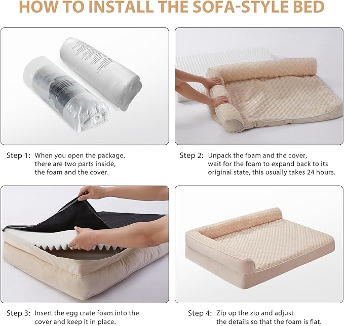 BFPETHOME Orthopedic Dog Beds for Large Dogs-Waterproof Sofa Dog Bed with Removable Washable Cover, Big Pet Bed with Waterproof Lining and Nonskid Bottom,Pet Bed for Large Dogs