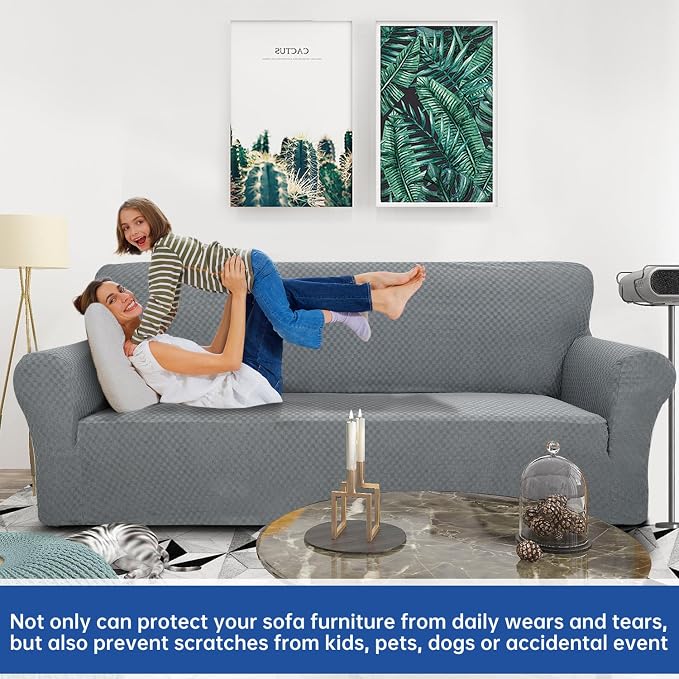 YEMYHOM Couch Cover Latest Jacquard Design High Stretch Extra Large Sofa Covers Pet Dog Cat Proof Oversized Slipcover Non Slip Magic Elastic Furniture Protector (XL Sofa, Light Gray)