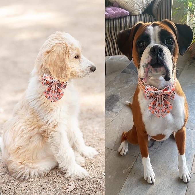 Unique style paws Dog Collar with Tie Adjustable Pink Bowtie Puppy Collars for Small Medium Large Dogs and Cats-M