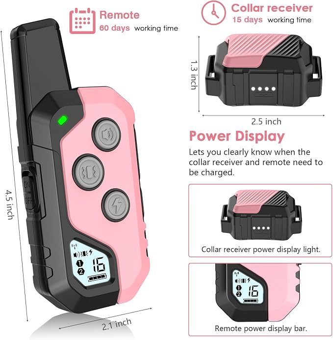 Shock Collar for Dogs, IP67 Waterproof Dog Training Collar with Remote, 3 Training Modes with Beep, Vibration, and Safe Static, Rechargeable E Collar for Large Medium
