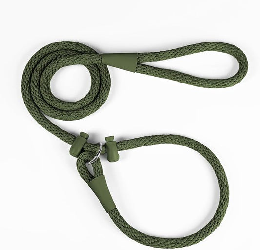 Lynxking Dog Leash Slip Lead Reflective Breathable Rope Comfortable Strong No Pull Slip On Pet Training Lead for Dogs (Dark Green, Small 3/8 inch x 6ft)