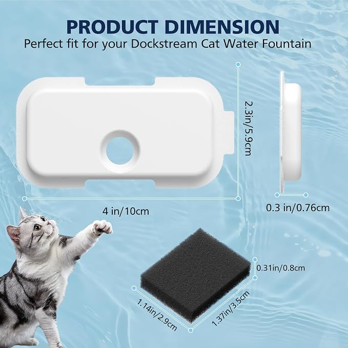 25+25 Packs Replacement Filters for PETLIBRO Dockstream Cat Water Fountain PLWF106/PLWF116/PLWF115/PLWF105/PLWF005, 12 Months Set of Replacement Filters for Pet Water Fountain, 25 Filters + 25 Sponges