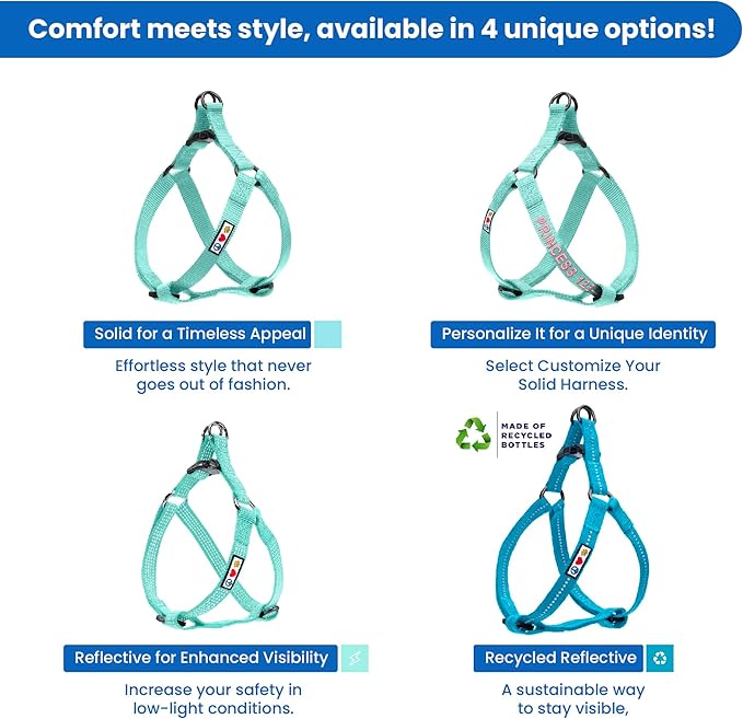 Pawtitas Solid Step-in Dog Harness – Adjustable No-Pull Vest for Puppies to Seniors, Safe & Comfortable S Teal