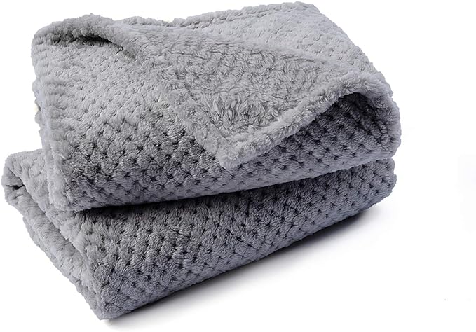 Pet Blanket for Dogs or Cats - Warm Soft Fuzzy Plush Fleece Throw for Puppy, Kitten, Small, Medium, Large Pets - Bed, Couch, Sofa, Travel (S/24" x 32", Grey)